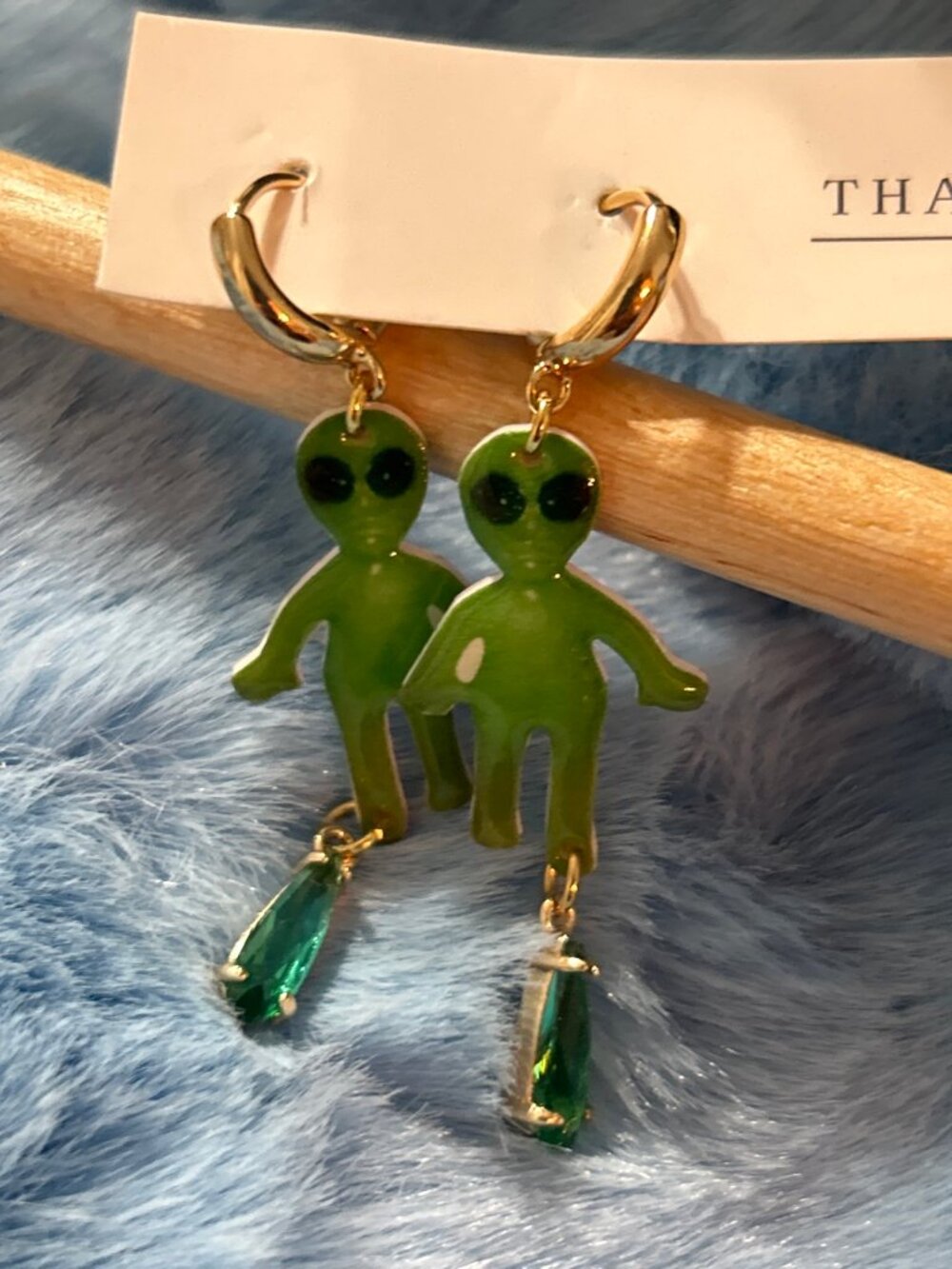 Y2K Alien Earrings – Green Kawaii Spacecore Statement Dangle Earrings